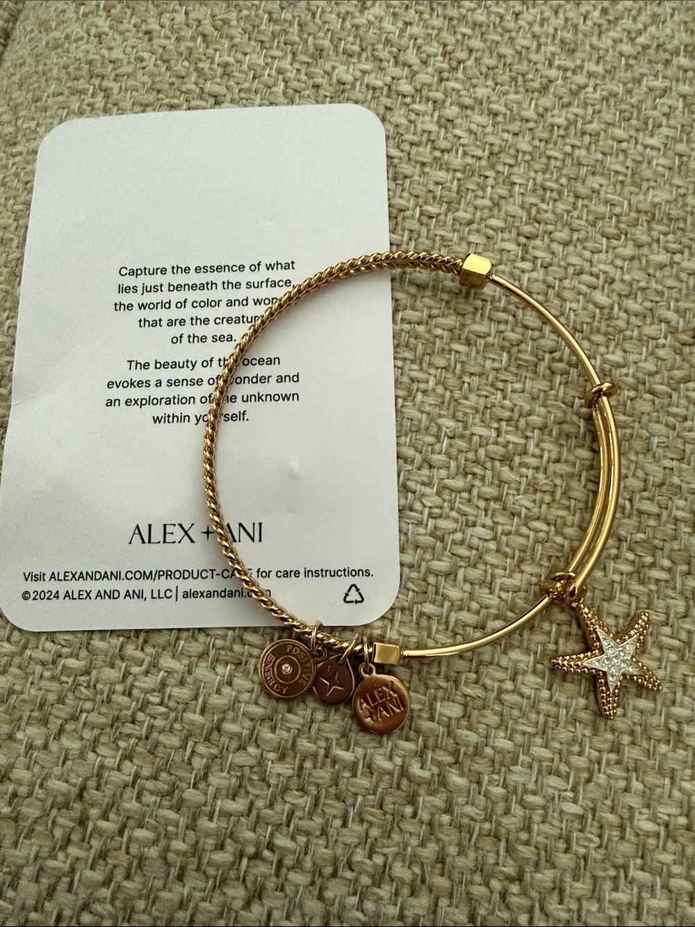 Alex and Ani Gold Starfish Crystal Accent Bangle Bracelet